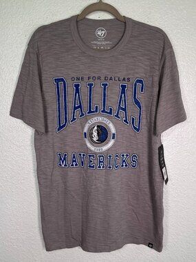 Dallas Mavericks Shirt Mens Medium NBA Basketball Graphic Logo '47 Brand Grey M